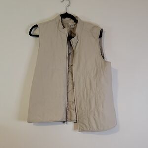 Christopher & Banks Neutral Beige Quilted Vest